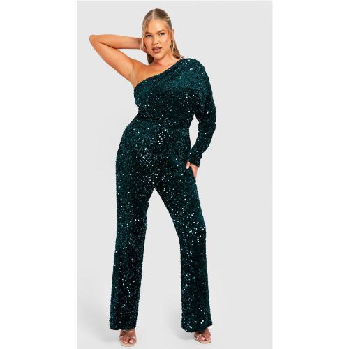 Grande Taille - Combinaison Asymétrique En Velours À Paillettes - 44 - boohoo - Modalova