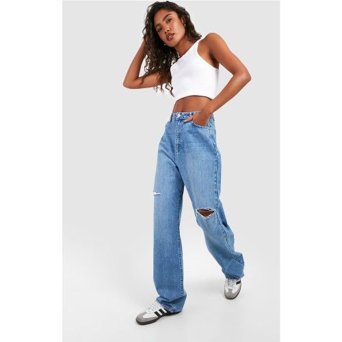 Tall" - Jean Boyfriend Délavé À Taille Mi Haute - 34 - boohoo - Modalova