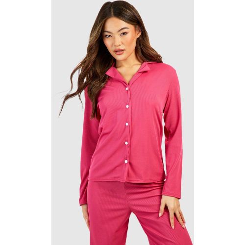 Chemise De Pyjama Côtelée Boutonnée - 42 - boohoo - Modalova