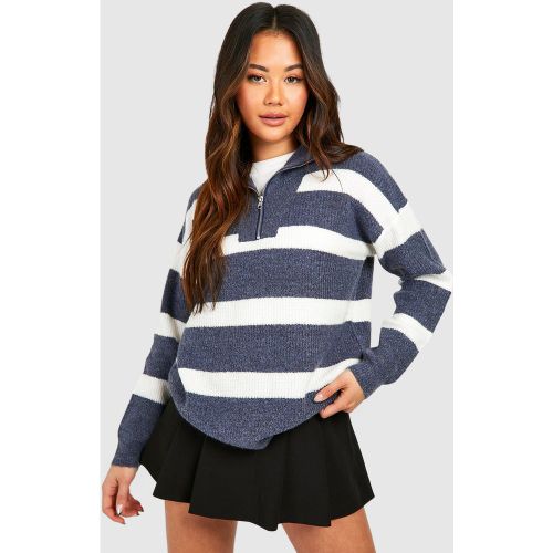 Pull À Col Zippé Et Rayures - M - boohoo - Modalova