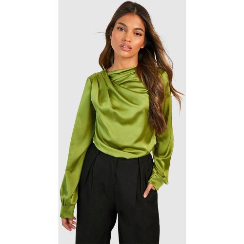 Blouse Satinée Effet Drapé - 40 - boohoo - Modalova