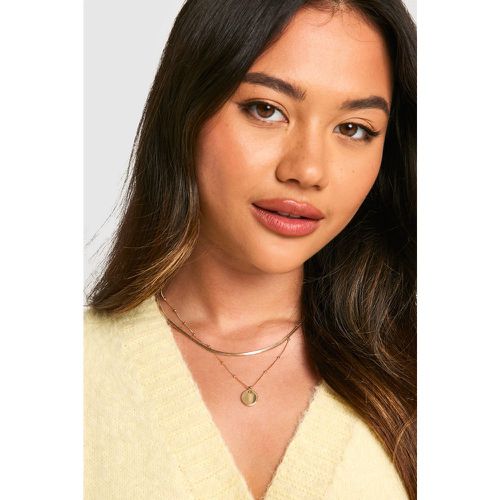 Collier Doré À Chaîne Double Et Pendentif - One Size - boohoo - Modalova