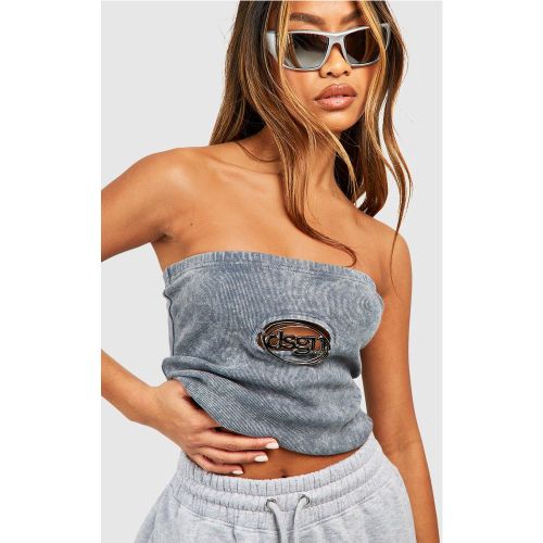 Top Bandeau Délavé À Logo - 34 - boohoo - Modalova