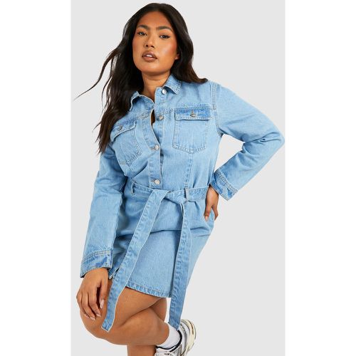 Grande Taille - Robe Nouée En Jean À Ceinture - 46 - boohoo - Modalova