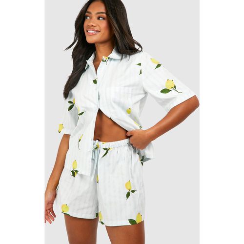 Lemon Stripe Pyjama Short - boohoo - Modalova