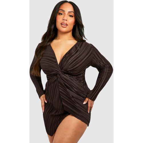 Grande Taille - Robe Portefeuille Nouée Plissée - 44 - boohoo - Modalova