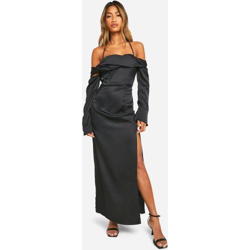 Robe Longue Satinée À Épaules Dénudées - 38 - boohoo - Modalova
