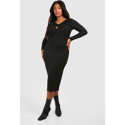 Grande Taille - Robe Mi-Longue Côtelée À Découpes - 44 - boohoo - Modalova