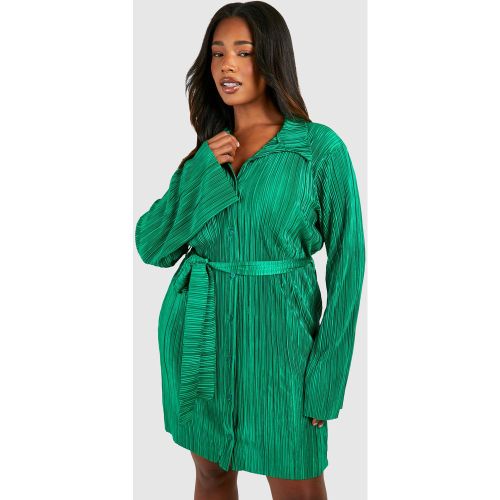 Grande Taille - Robe Chemise Plissée À Manches Évasées - 44 - boohoo - Modalova
