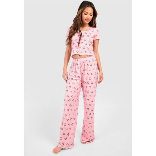 Ensemble De Pyjama À Imprimé Cerise - 34 - boohoo - Modalova