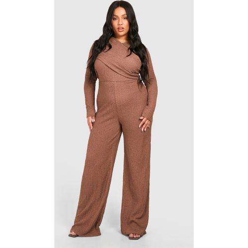 Grande Taille - Combinaison Croisée Texturée À Manches Longues - 44 - boohoo - Modalova