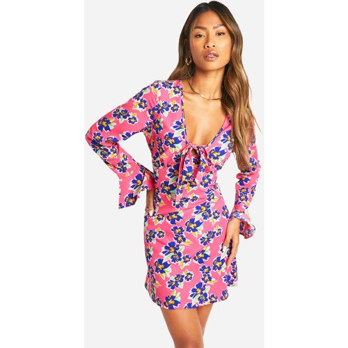 Robe Babydoll Nouée À Imprimé Fleuri - 42 - boohoo - Modalova