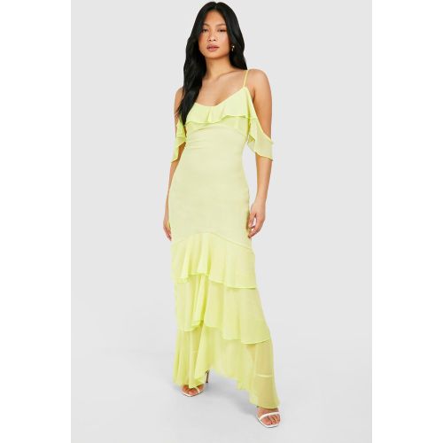 Petite" - Robe Longue En Mousseline De Soie À Volants - 36 - boohoo - Modalova