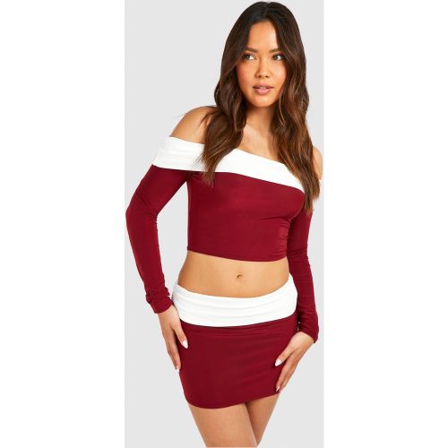 Mini-Jupe Plissée À Taille Contrastante - 34 - boohoo - Modalova