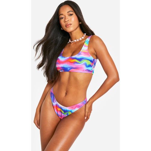 Haut De Maillot À Imprimé Marbre - 34 - boohoo - Modalova