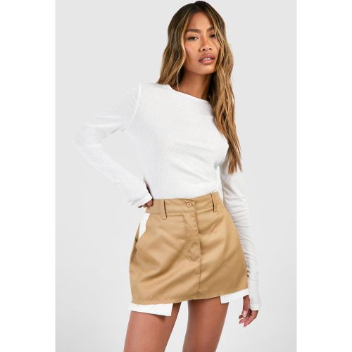 Mini-Jupe En Twill À Ourlet Contrastant - 34 - boohoo - Modalova