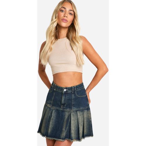 Mini-Jupe Plissée En Jean - 34 - boohoo - Modalova