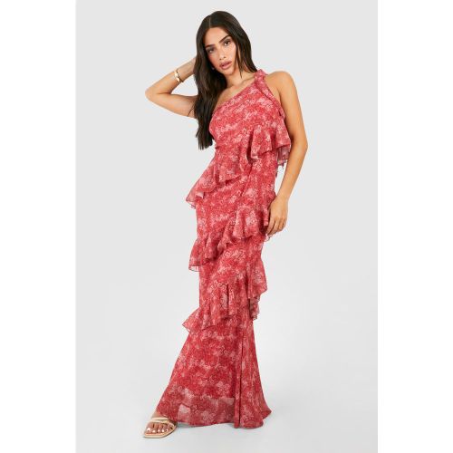 Petite" - Robe Longue Asymétrique À Volants Et Motif Cachemire - 34 - boohoo - Modalova