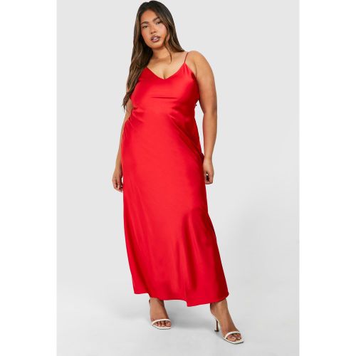 Grande Taille - Robe Longue Satinée À Dos Nu - 44 - boohoo - Modalova