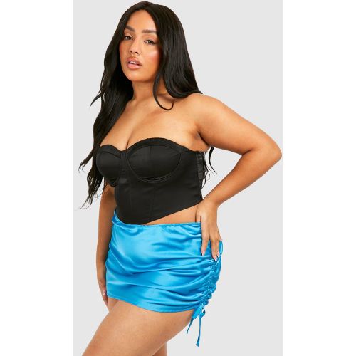 Grande Taille - Mini-Jupe Satinée Froncée - 44 - boohoo - Modalova