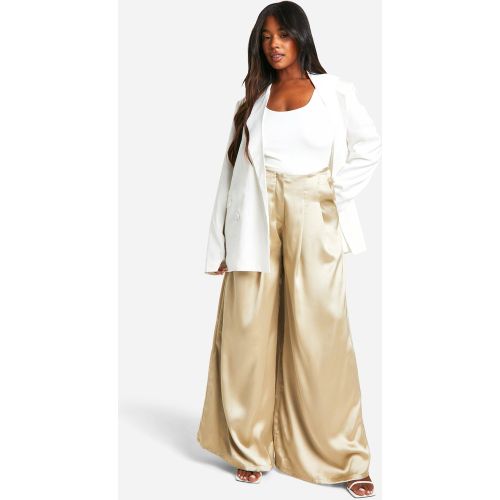 Grande Taille - Pantalon Large Satiné - 44 - boohoo - Modalova