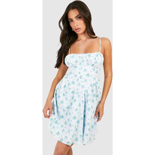 Petite" - Robe Champêtre Courte À Fleurs Et Bretelles - 40 - boohoo - Modalova