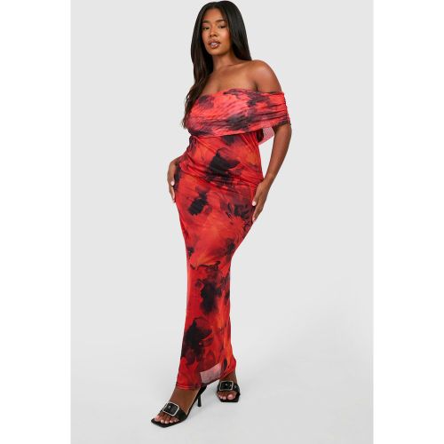 Grande Taille - Robe Longue Fleurie À Col Bateau - 44 - boohoo - Modalova