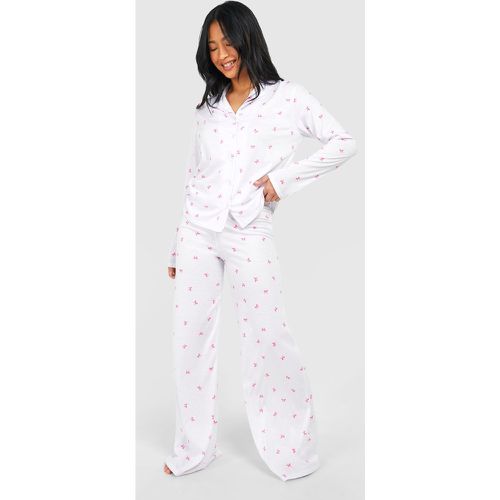 Petite" Bow Print Pyjama Set - boohoo - Modalova