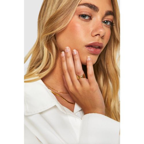 Bague Superposée En Acier Inoxydable - M/L - boohoo - Modalova