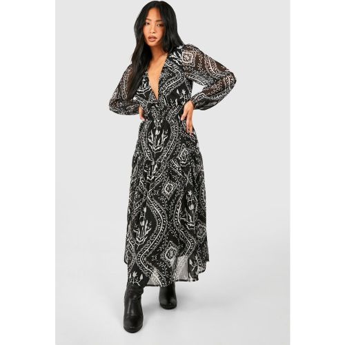 Petite" - Robe Mi-Longue À Motif Cachemire - 40 - boohoo - Modalova