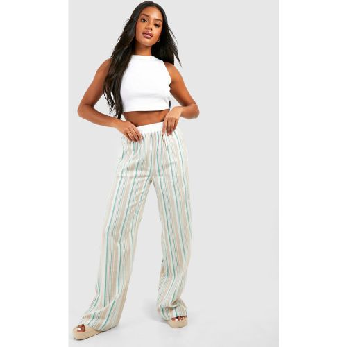 Pantalon Large En Lin À Rayures - 34 - boohoo - Modalova