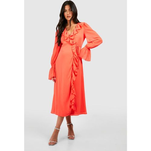 Maternité - Robe De Grossesse Portefeuille À Volants - 36 - boohoo - Modalova