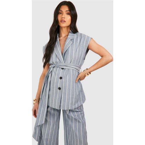 Maternité - Blazer De Grossesse Rayé Sans Manches - 38 - boohoo - Modalova