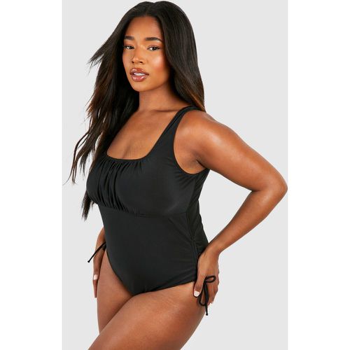 Grande Taille - Maillot De Bain Froncé À Attaches - 48 - boohoo - Modalova