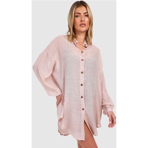 Chemise De Plage Longue En Lin - M - boohoo - Modalova