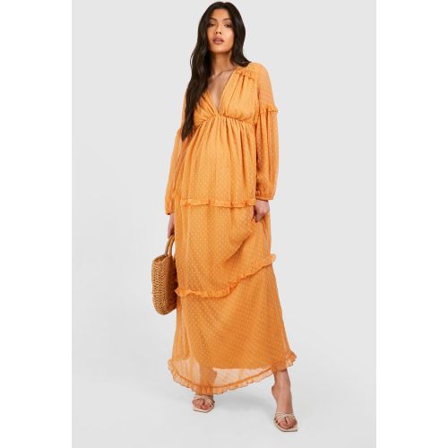 Maternité - Robe Longue De Grossesse À Volants - 36 - boohoo - Modalova