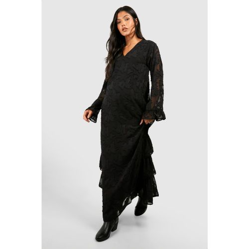 Maternité - Robe De Grossesse Longue Fleurie À Volants - 36 - boohoo - Modalova