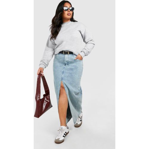 Grande Taille - Jupe Longue Fendue En Jean - 52 - boohoo - Modalova