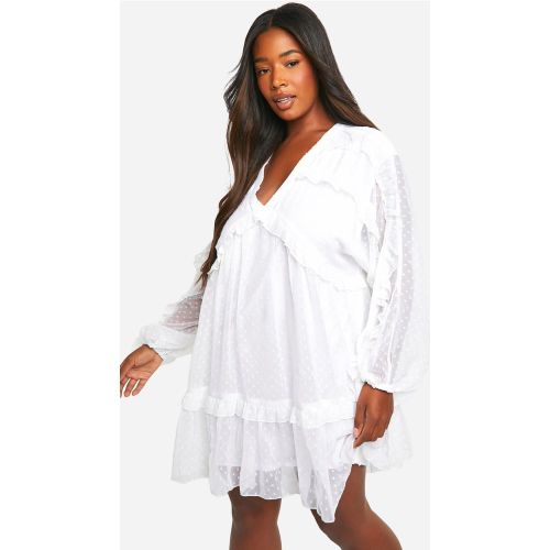 Grande Taille - Robe Babydoll À Volants En Maille - 50 - boohoo - Modalova