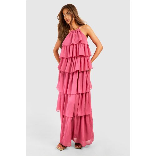 Robe Longue En Mousseline De Soie À Dos Nu - 38 - boohoo - Modalova