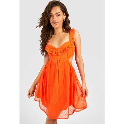 Robe Courte À Bretelles Et Volants - 34 - boohoo - Modalova