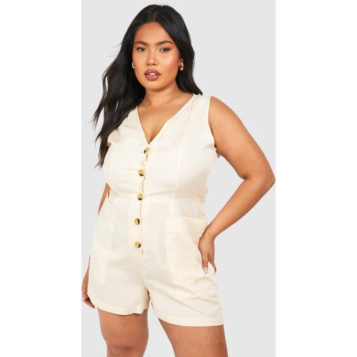 Grande Taille - Combishort Boutonné Habillé - 44 - boohoo - Modalova