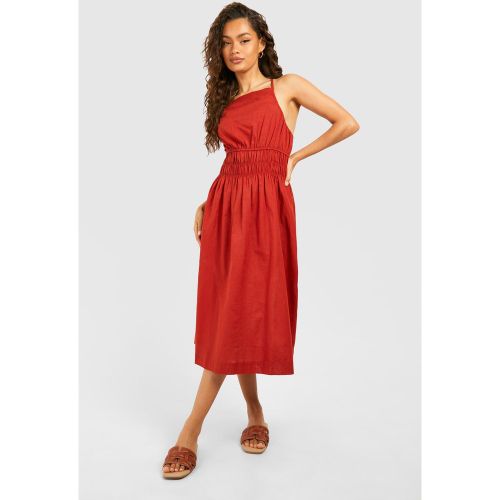 Robe Mi-Longue Froncée À Bretelles - 40 - boohoo - Modalova