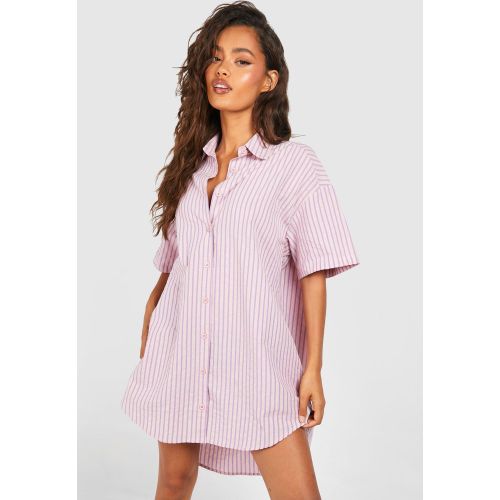 Robe Chemise Oversize À Manches Courtes Et Rayures - 36 - boohoo - Modalova