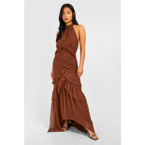 Petite" - Robe Longue Plumetis À Volants - 34 - boohoo - Modalova