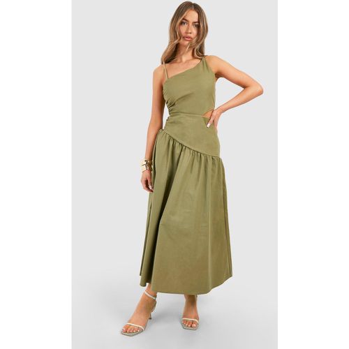 Robe Mi-Longue Asymétrique En Lin À Découpes - 46 - boohoo - Modalova