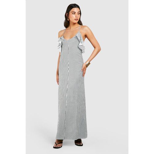 Robe Mi-Longue À Volants Et Rayures - 40 - boohoo - Modalova