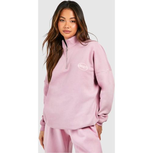 Sweat Oversize Délavé À Col Zippé - S - boohoo - Modalova