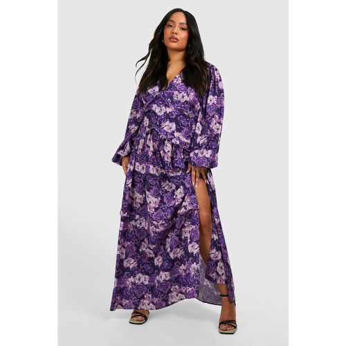 Grande Taille - Robe Longue Fleurie À Volants - 46 - boohoo - Modalova