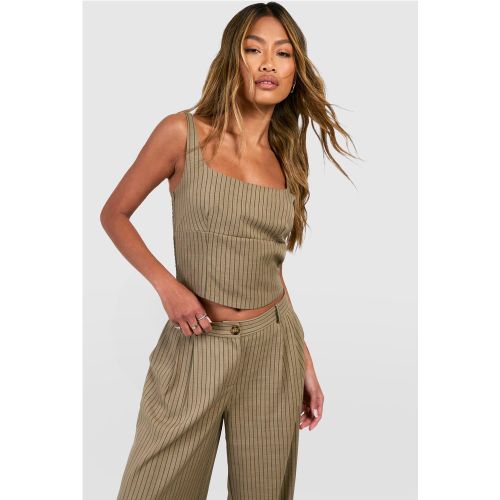 Crop Top À Rayures Fines Et Ourlet Incurvé - 44 - boohoo - Modalova
